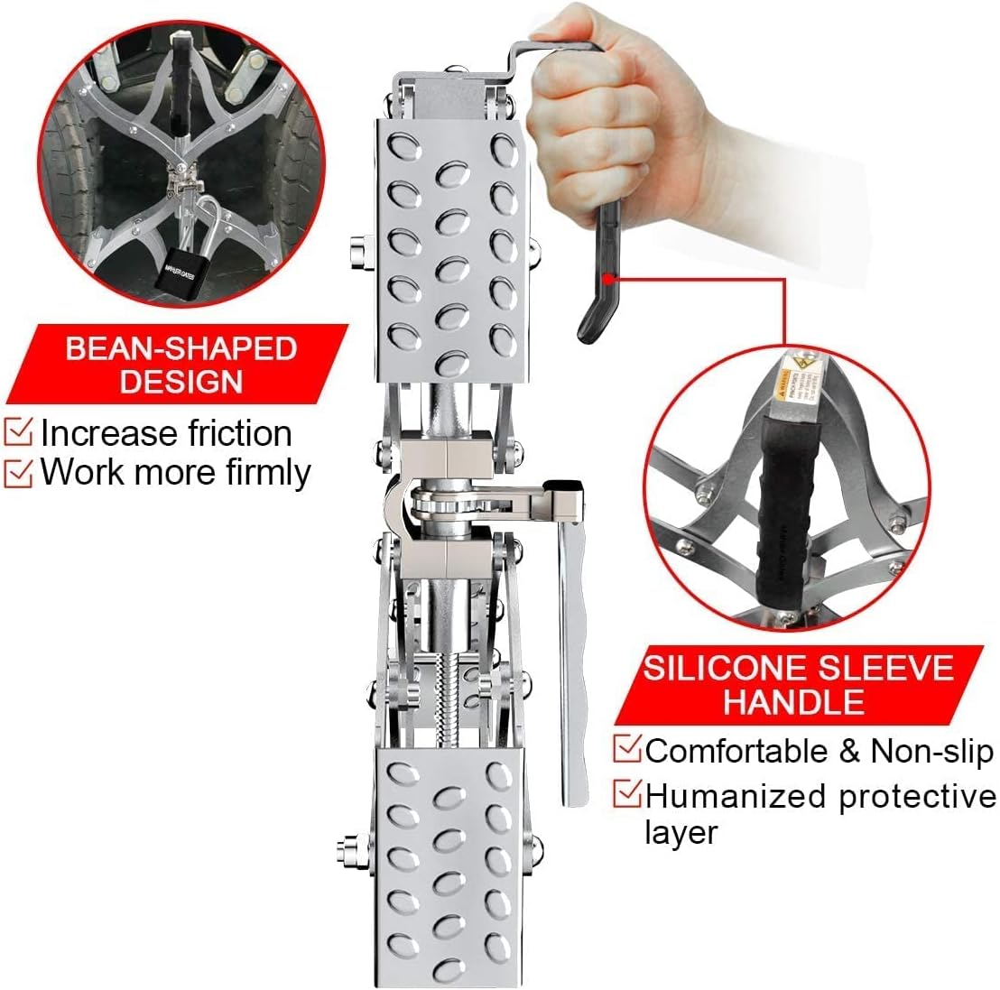 2 Sets 8'' to 17'' Wheel Chocks Stabilizer with Wrench and Code Lock D514515