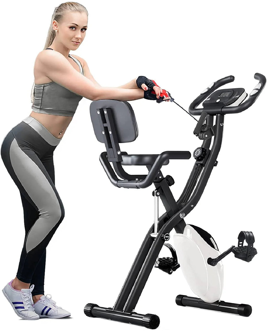 Folding 3-in-1 Recumbent Exercise Bike with Arm Resistance Bands X87597