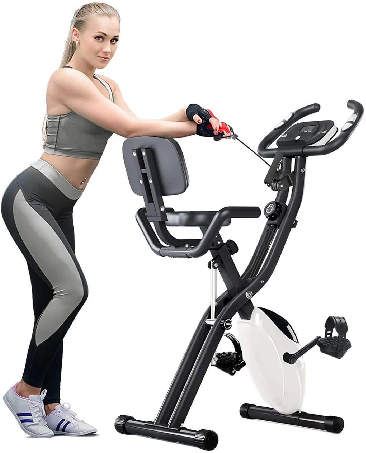 Folding 3-in-1 Recumbent Exercise Bike with Arm Resistance Bands X87597