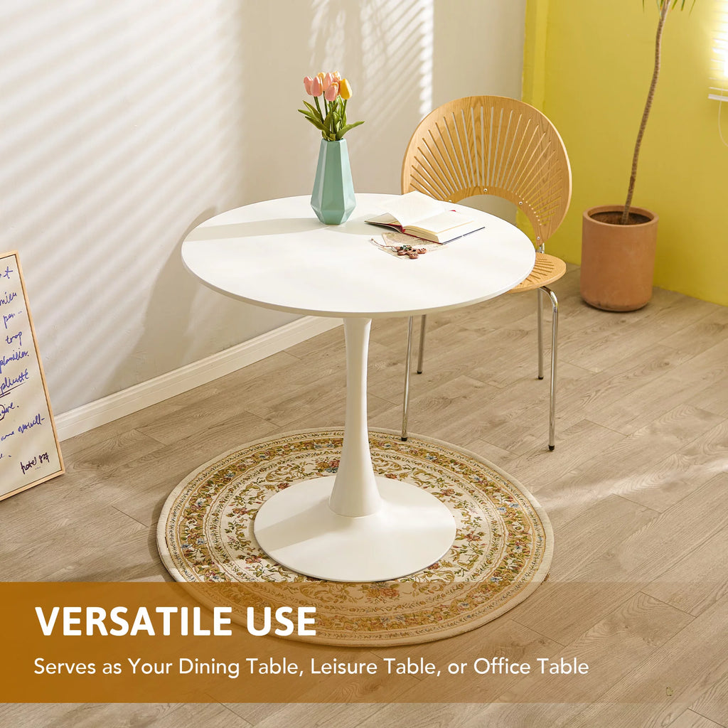 Round Dining Table 32" White Steel Pedestal T70485