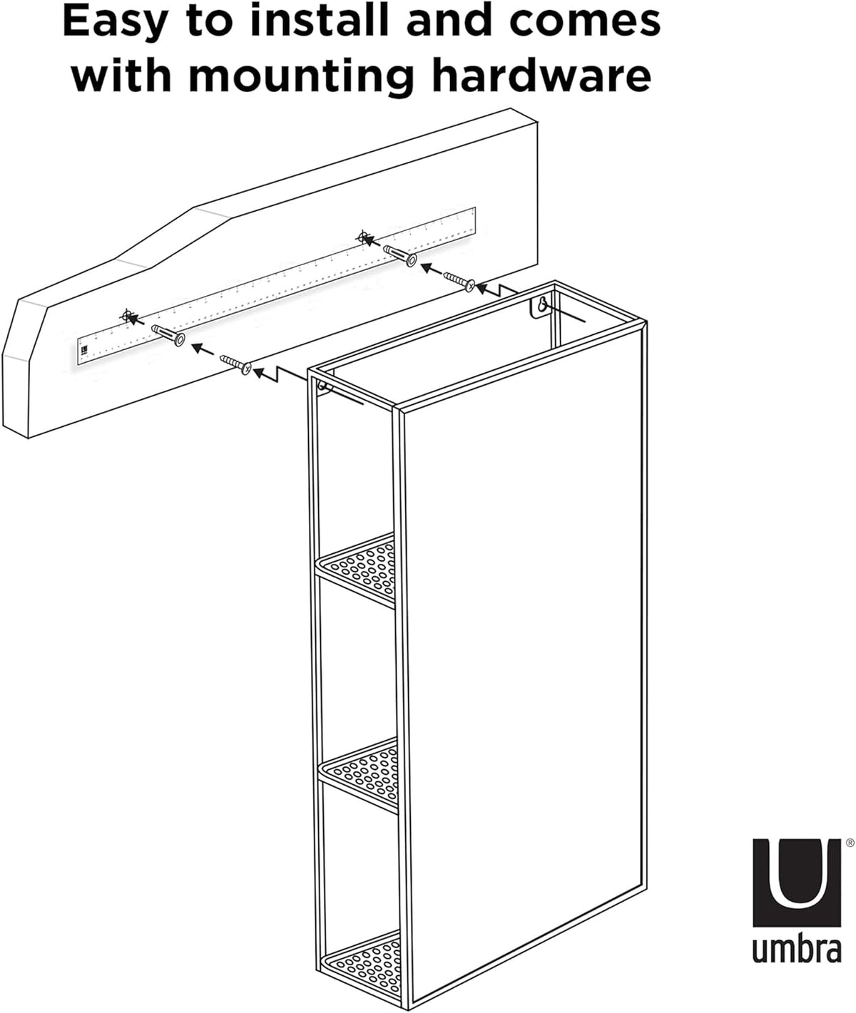 Black Metal Bathroom Mirror Storage Cabinet with 3 Shelves N365