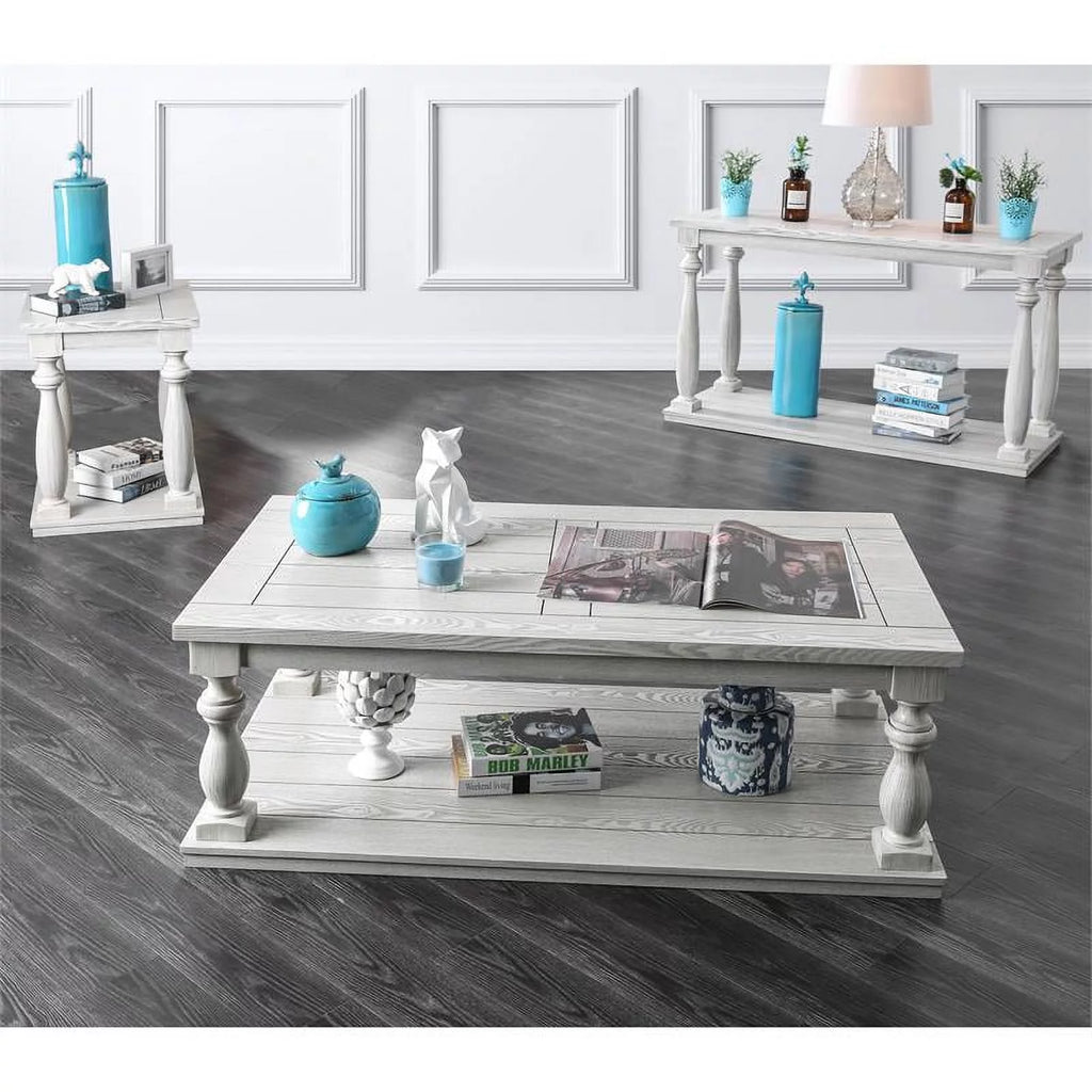 Antique White Wood Open Shelf Sofa Table H526