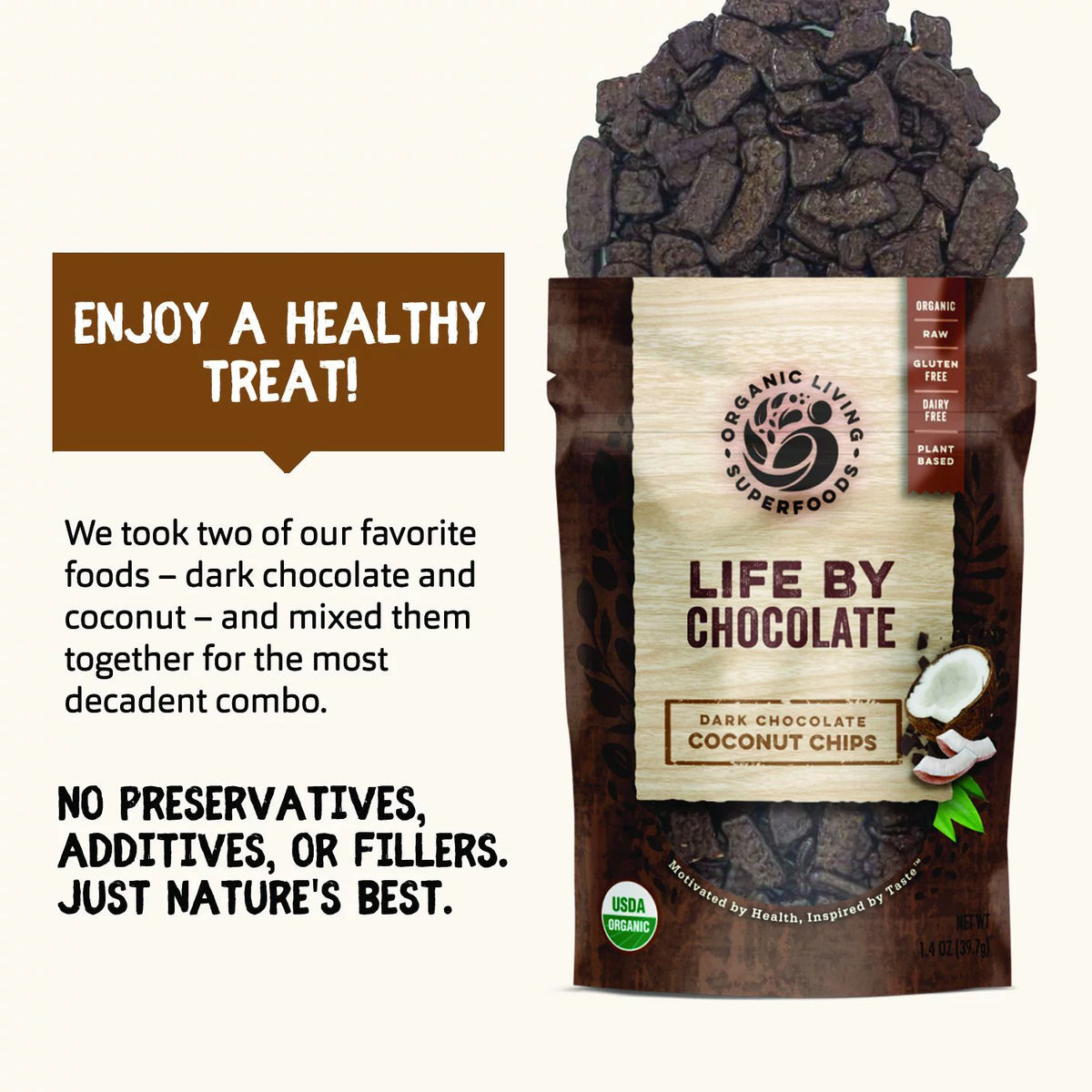 Organic Dark Chocolate Covered Coconut Chunks 1.4oz R84940