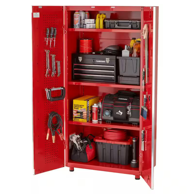 24-Gauge Steel Freestanding Garage Cabinet in Red L5204