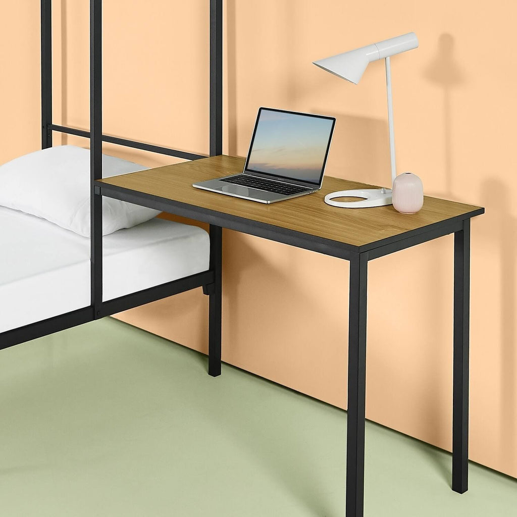 Canopy Bed Frame with Desk, Twin - Black Y1011