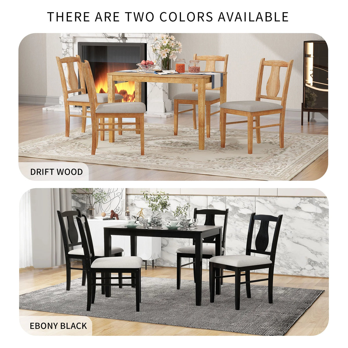 5pc Wooden Dining Set Table Chairs Bench Y3412