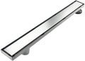 36-Inch Offset Linear Shower Drain with Tile Insert Grate Cover, Brushed 304 Stainless Steel Rectangle Side Outlet Shower Floor Drain Y83697
