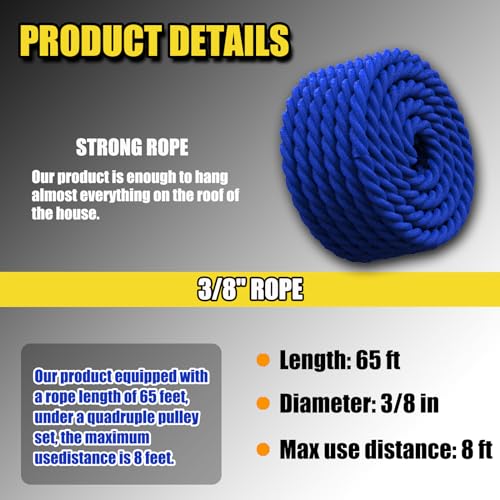 Heavy Duty 4400LBS Pulley Hoist with 65 Ft Rope D503