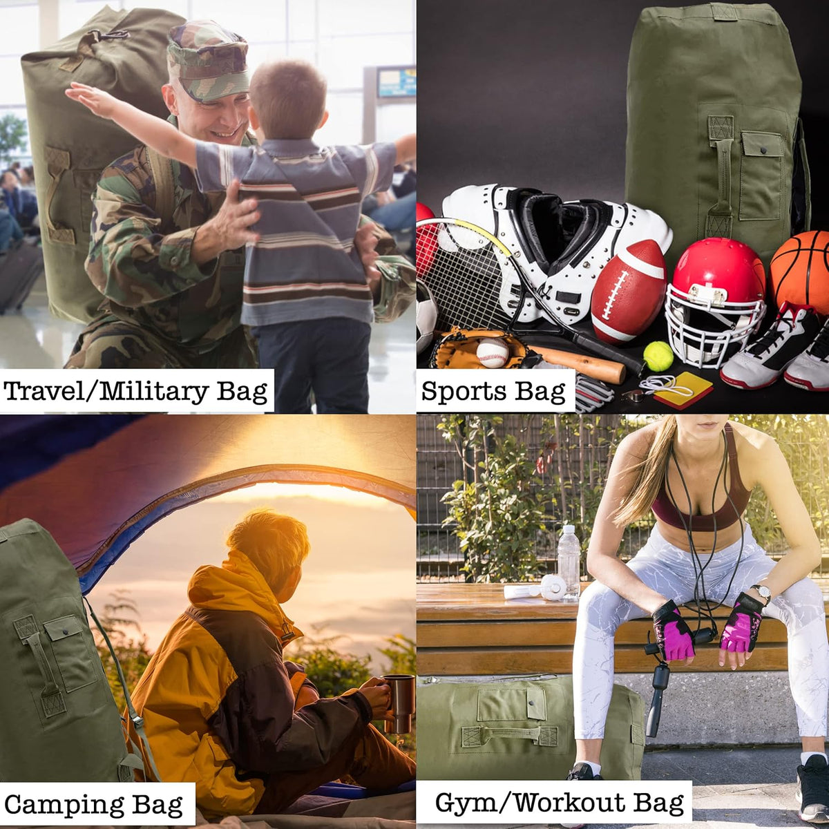 Military Green Canvas Duffel Bag O904445