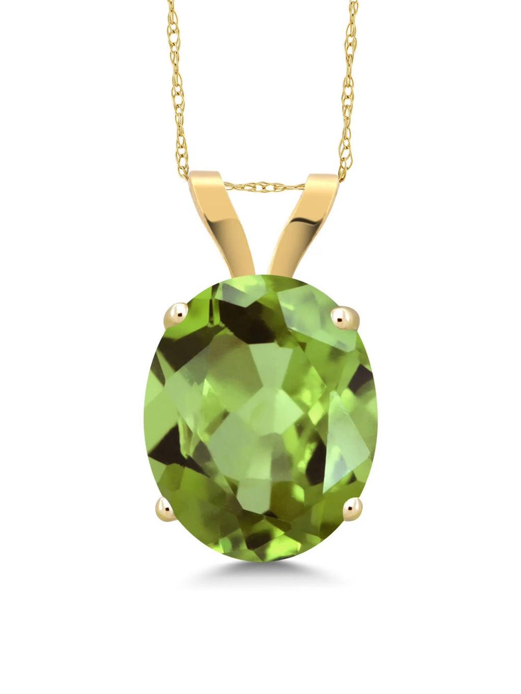 14K Yellow Gold Green Peridot Pendant Necklace with 18 inch Chain I739779