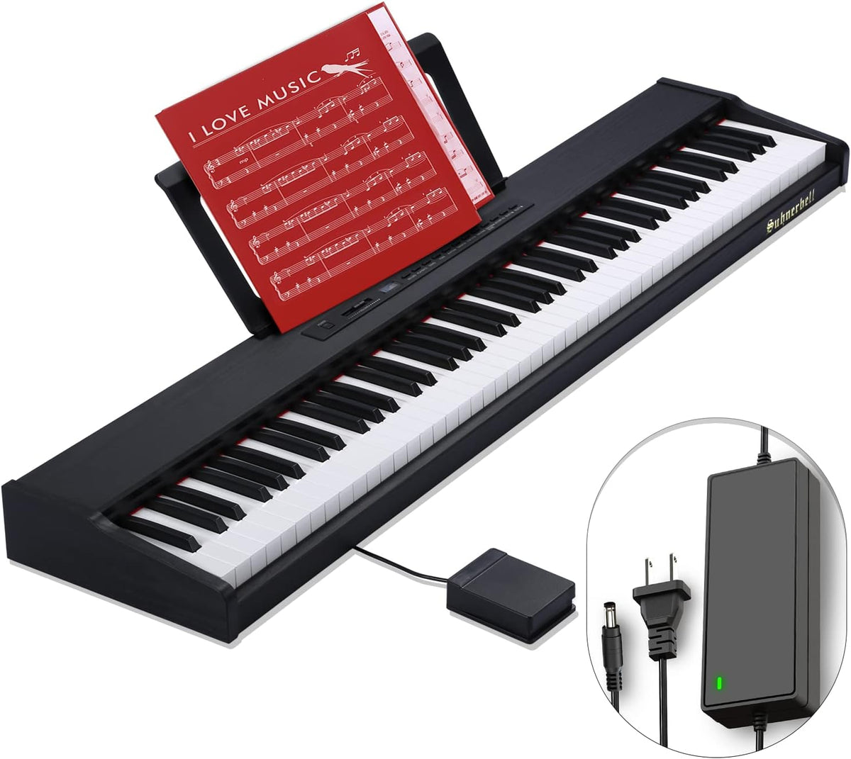 88 Key Semi-Weighted Portable Digital Piano with Sustain Pedal T1514