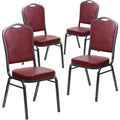 Burgundy Vinyl Banquet Chairs Set of 4 C204072