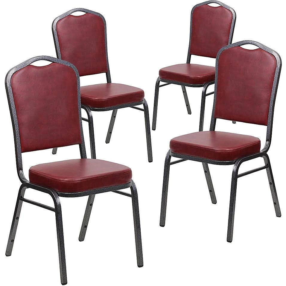 Burgundy Vinyl Banquet Chairs Set of 4 C204072