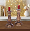 White Wooden Candle Holder Set of 2 M685