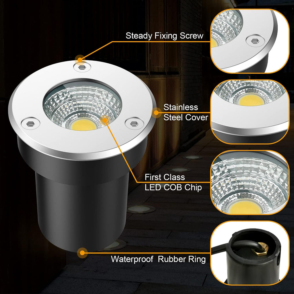 6W IP67 Waterproof Low Voltage Landscape Well Lights Pack of 2 Q11540