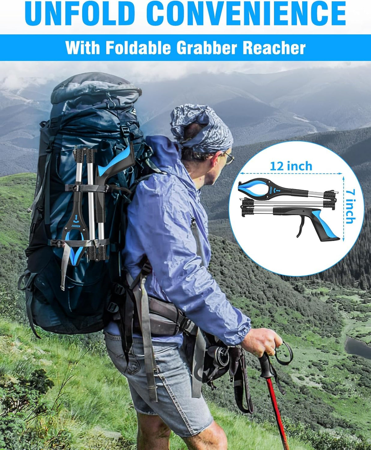 36" & 40" Foldable Grabber with Anti-Slip Rotating Jaw and Magnet H921310