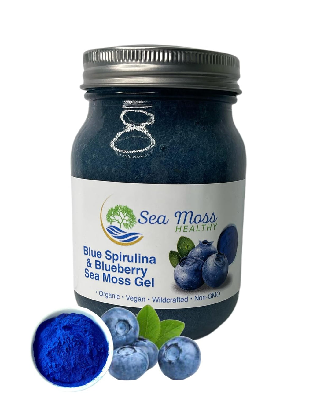 Blue Spirulina Blueberry Sea Moss Gel, 16 oz O5568