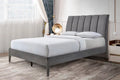 Queen Upholstered Headboard Gray Wooden Bed C16318