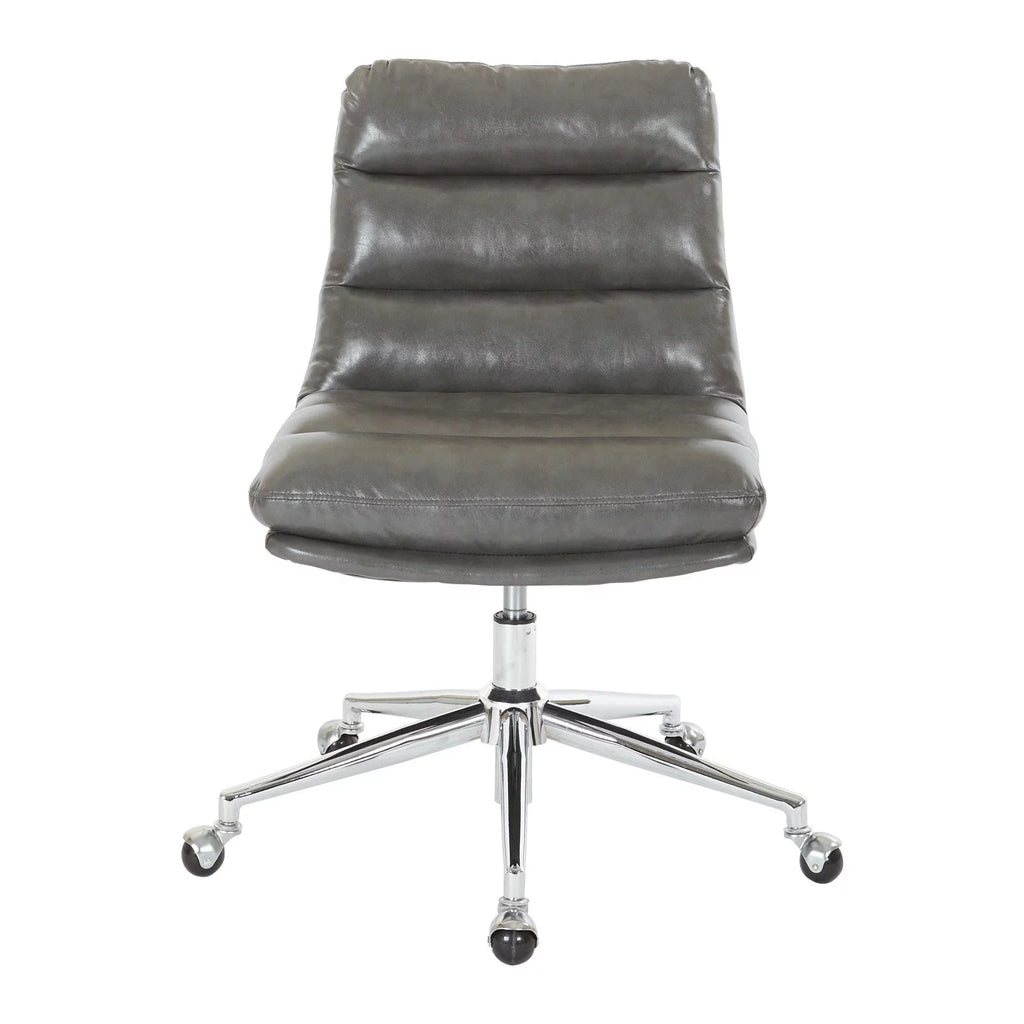 White Faux Leather Office Chair with Gold Base U745