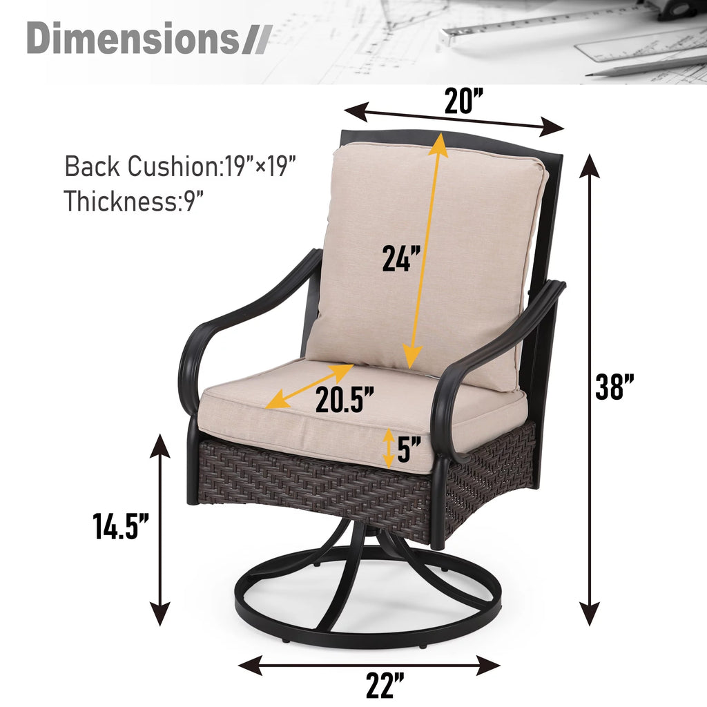 7/8-Piece Patio Dining Set with Swivel Chairs and Umbrella F333
