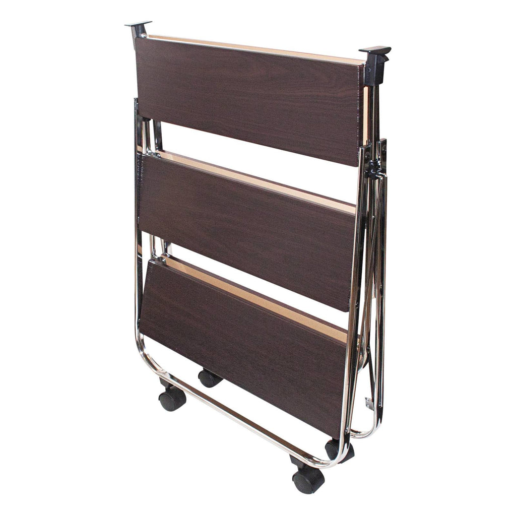 Click-N-Fold Utility Cart, 26 1/2W x 15 3/4d x 31 1/2h, Chrome/Brown J75029