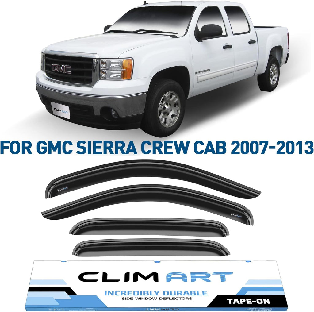 4pcs Tape-on Window Deflectors for GMC Sierra 1500 Crew Cab E442319