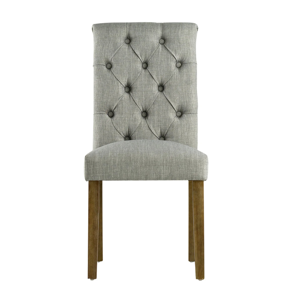 Gray Tufted Back Wooden Dining Chairs with Soft Cushion T144