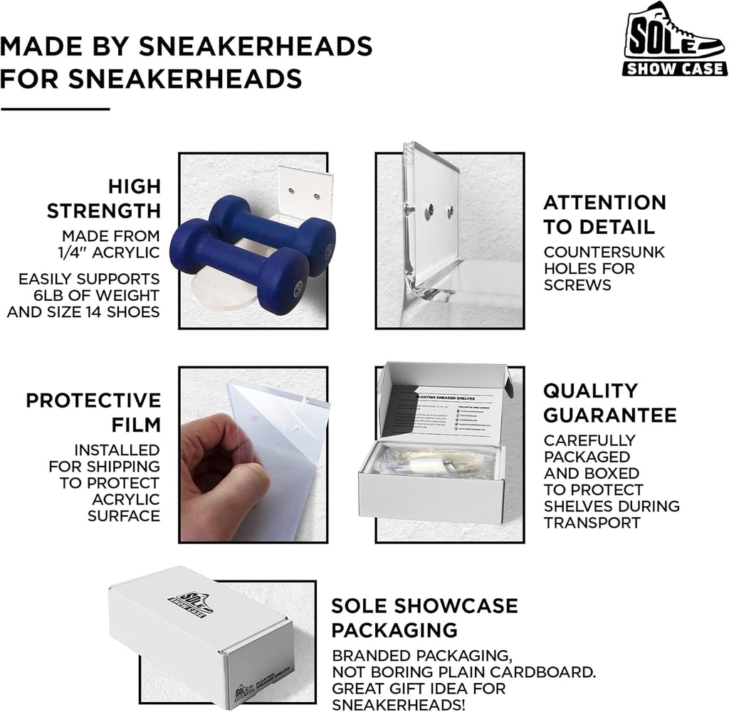 6 Clear Floating Shoe Shelves with Hardware G423714