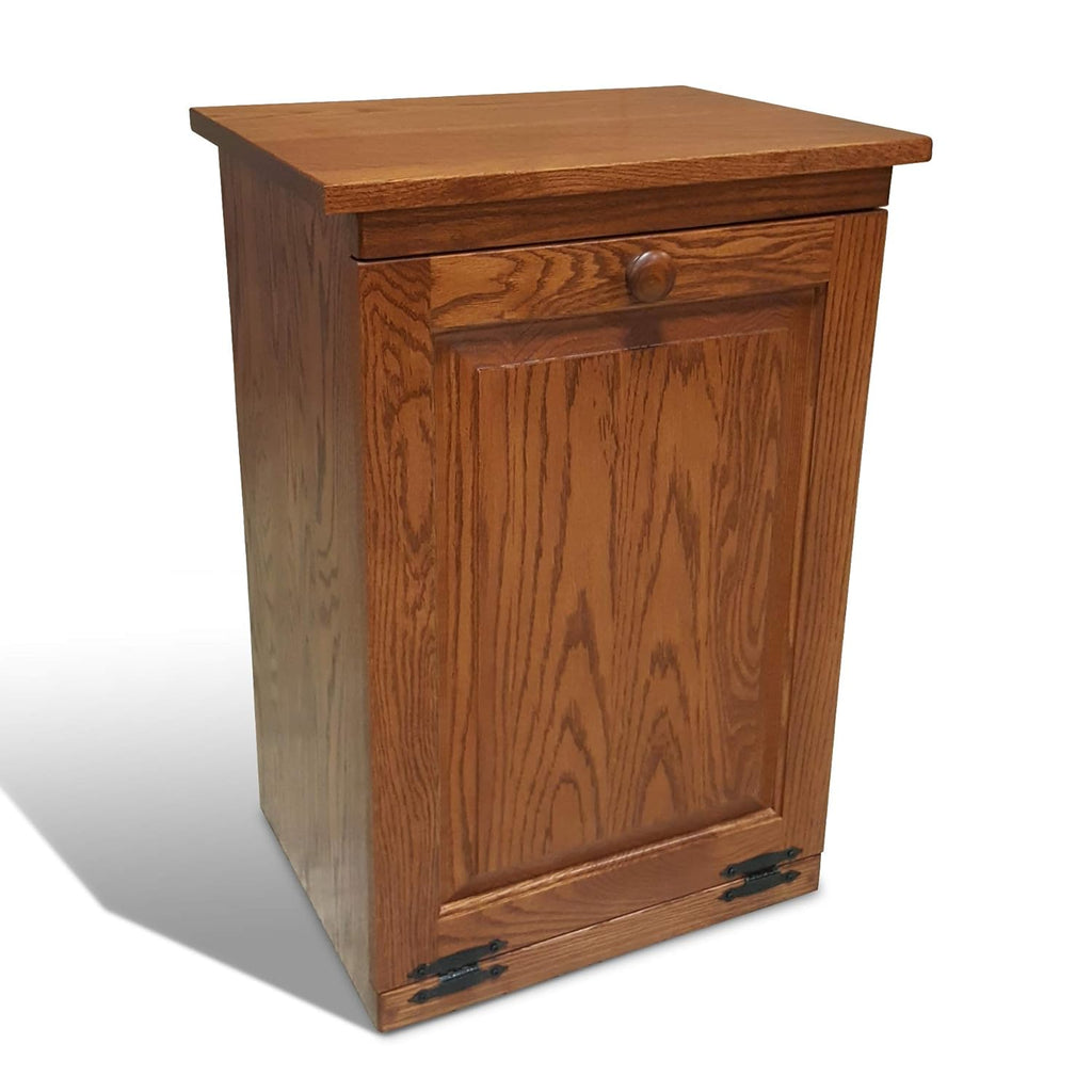 Tilt Out Trash Cabinet Wooden Garbage Can Holder (Golden Oak) O685