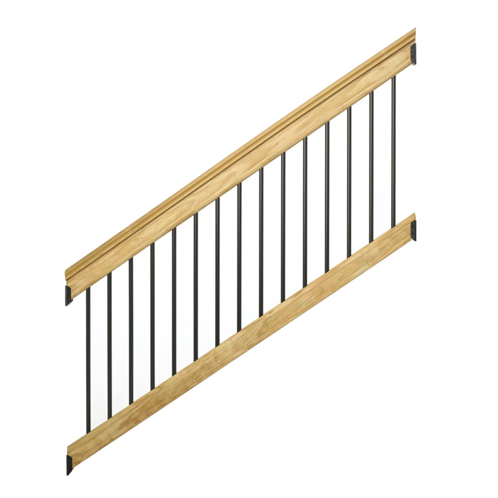 6 ft. Pressure-Treated Stair Railing Kit with Black Aluminum Balusters U520785