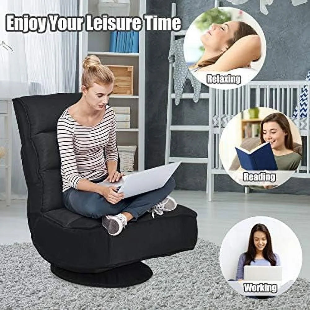 Folding Swivel Floor Chair with 6 Positions Adjustable W21824