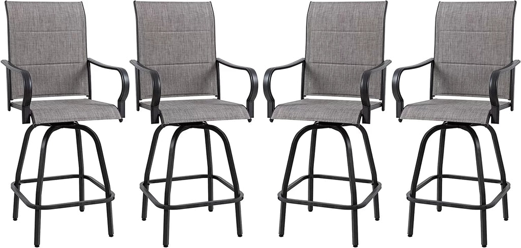 4 Pieces Gray Sling Outdoor Swivel Bar Stools U218284