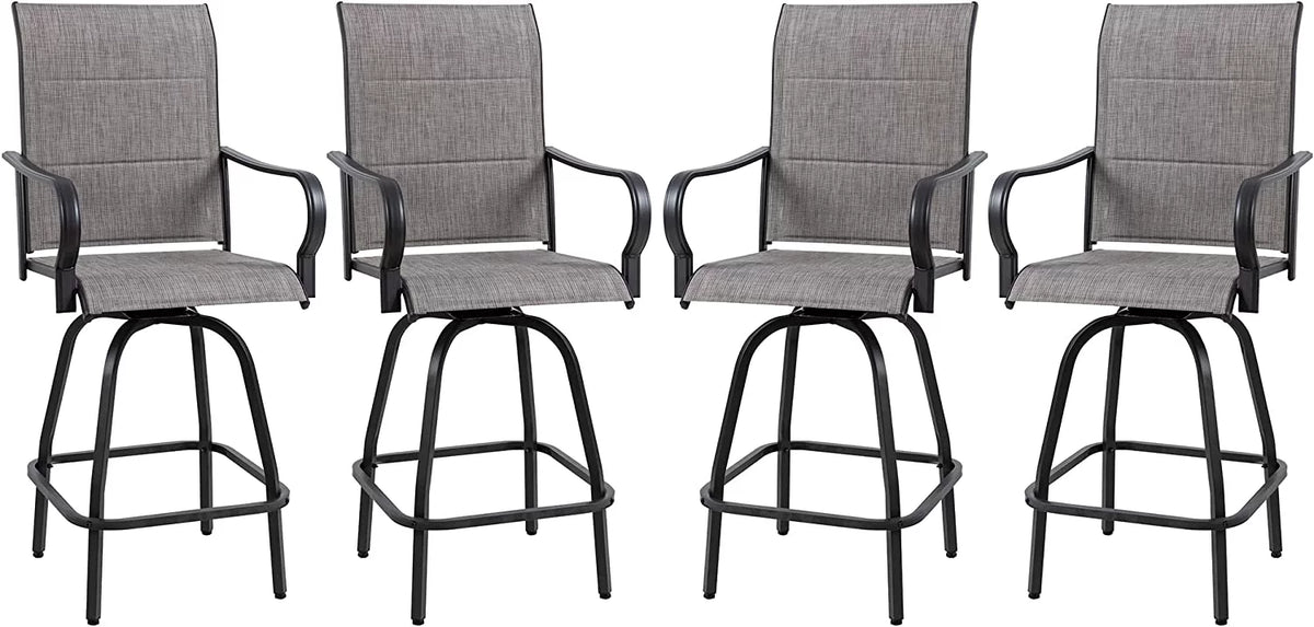 4 Pieces Gray Sling Outdoor Swivel Bar Stools U218284