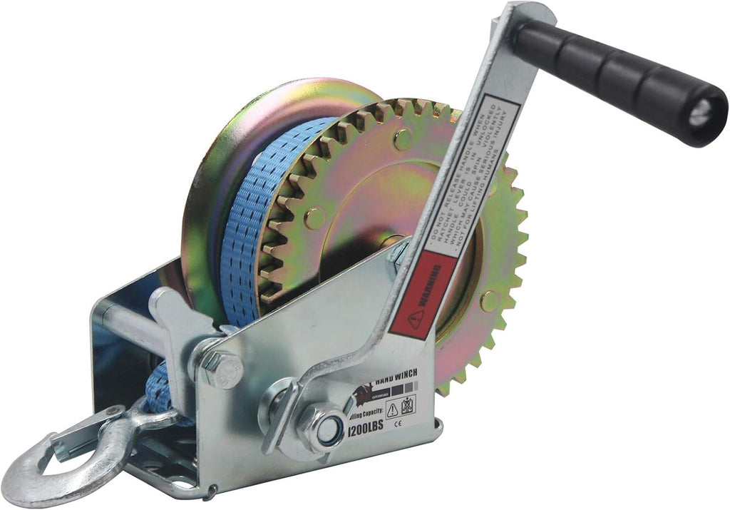 2500lbs Hand Winch with 32ft Blue Strap, Pack of 2 Q56008