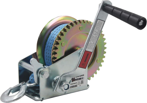 2500lbs Hand Winch with 32ft Blue Strap, Pack of 2 Q56008