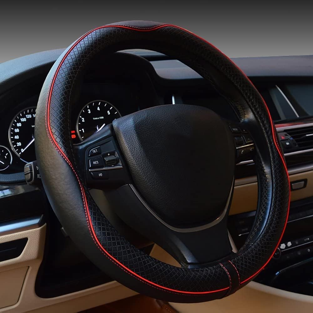 Black Anti-Slip Breathable Steering Wheel Cover K4615