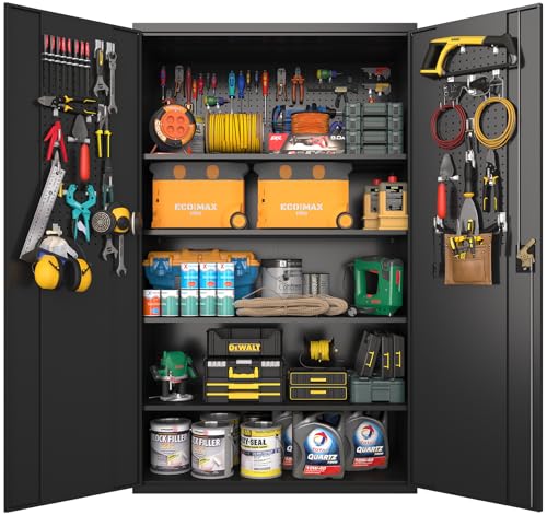 72 Inch Black Lockable Metal Storage Cabinet with Wheels H6383