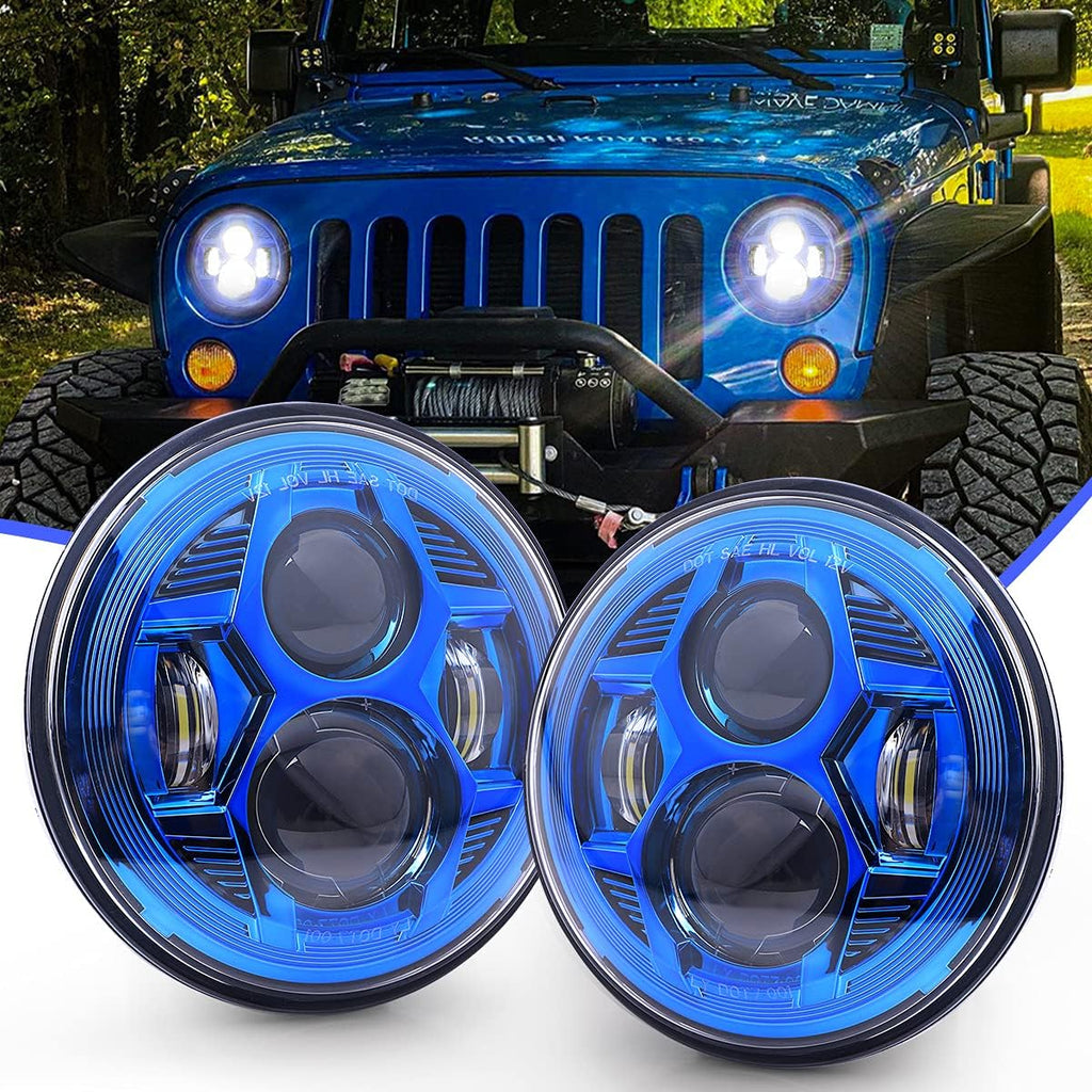 7 Inch Red Round LED Headlights T548