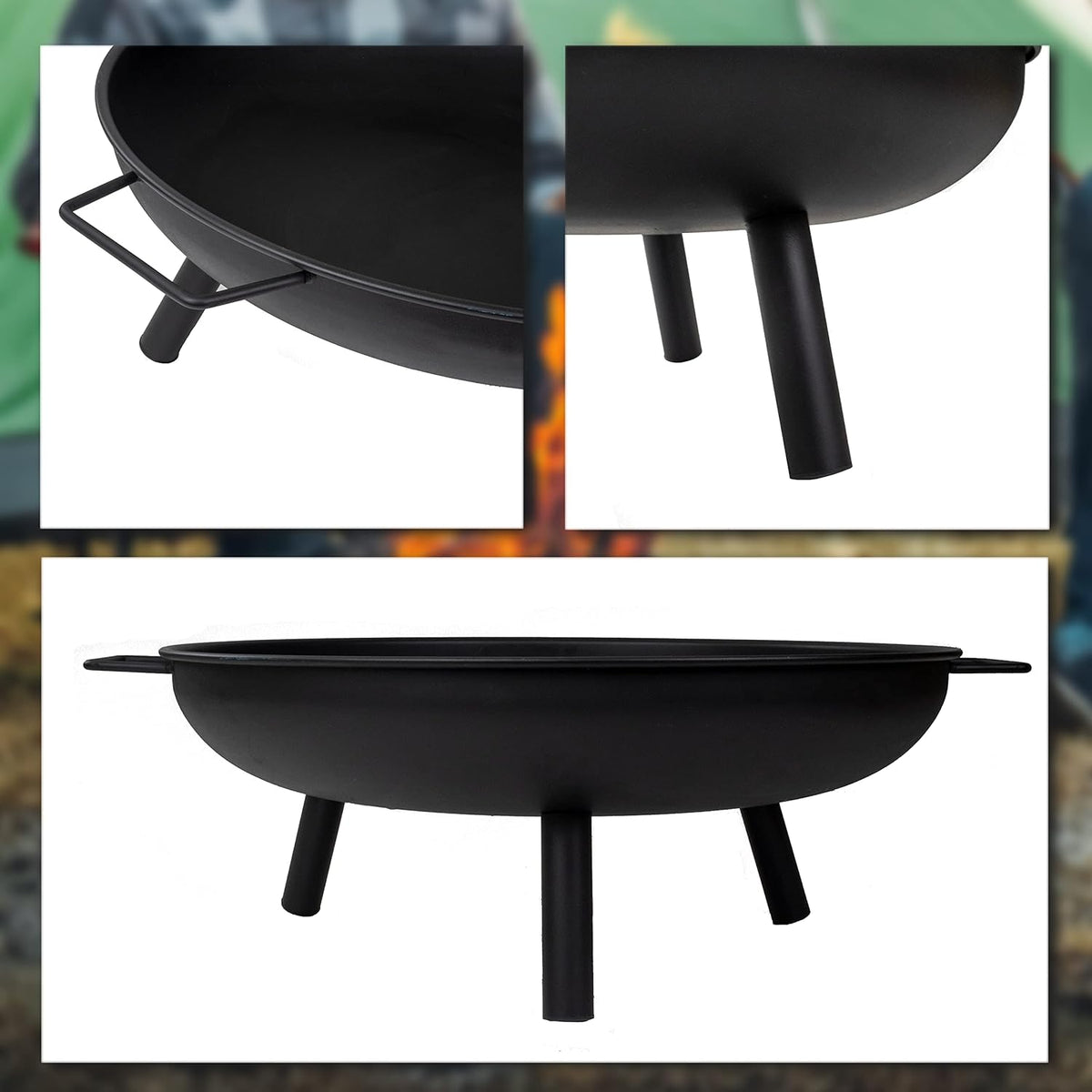 Round Metal Fire Pit Bowl with Handles Z8319