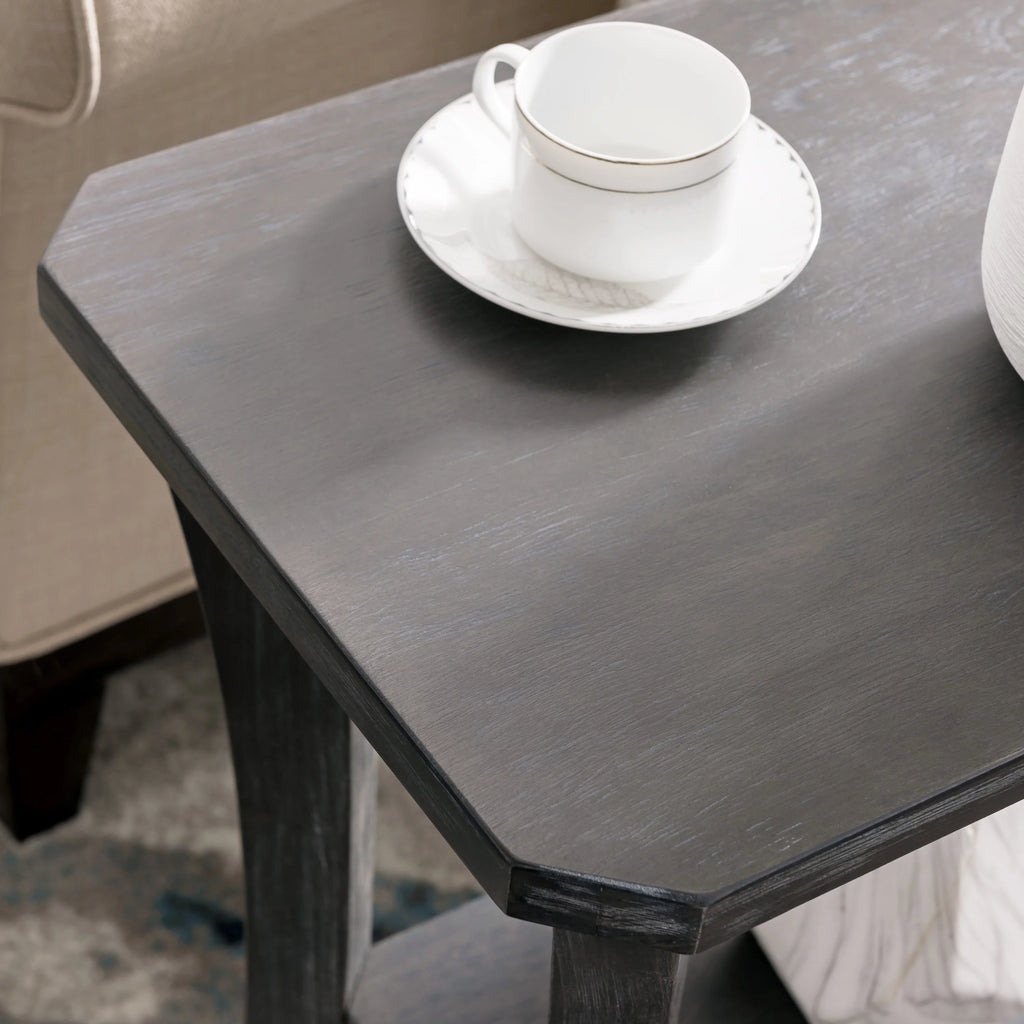 Rustic Gray Narrow Side Table with Shelf G420877