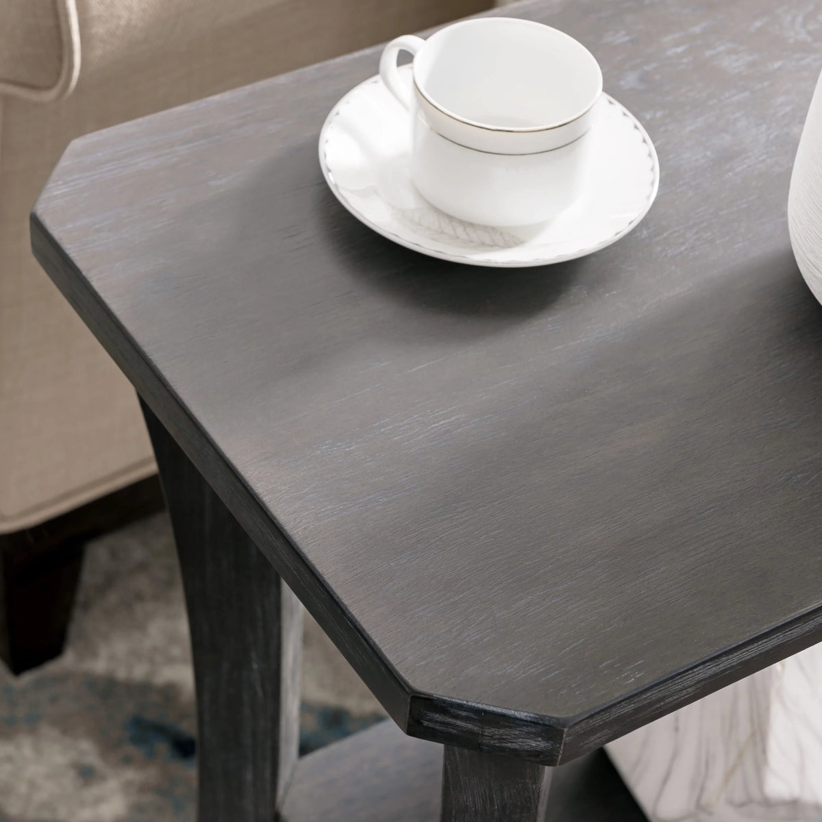 Rustic Gray Narrow Side Table with Shelf G420877