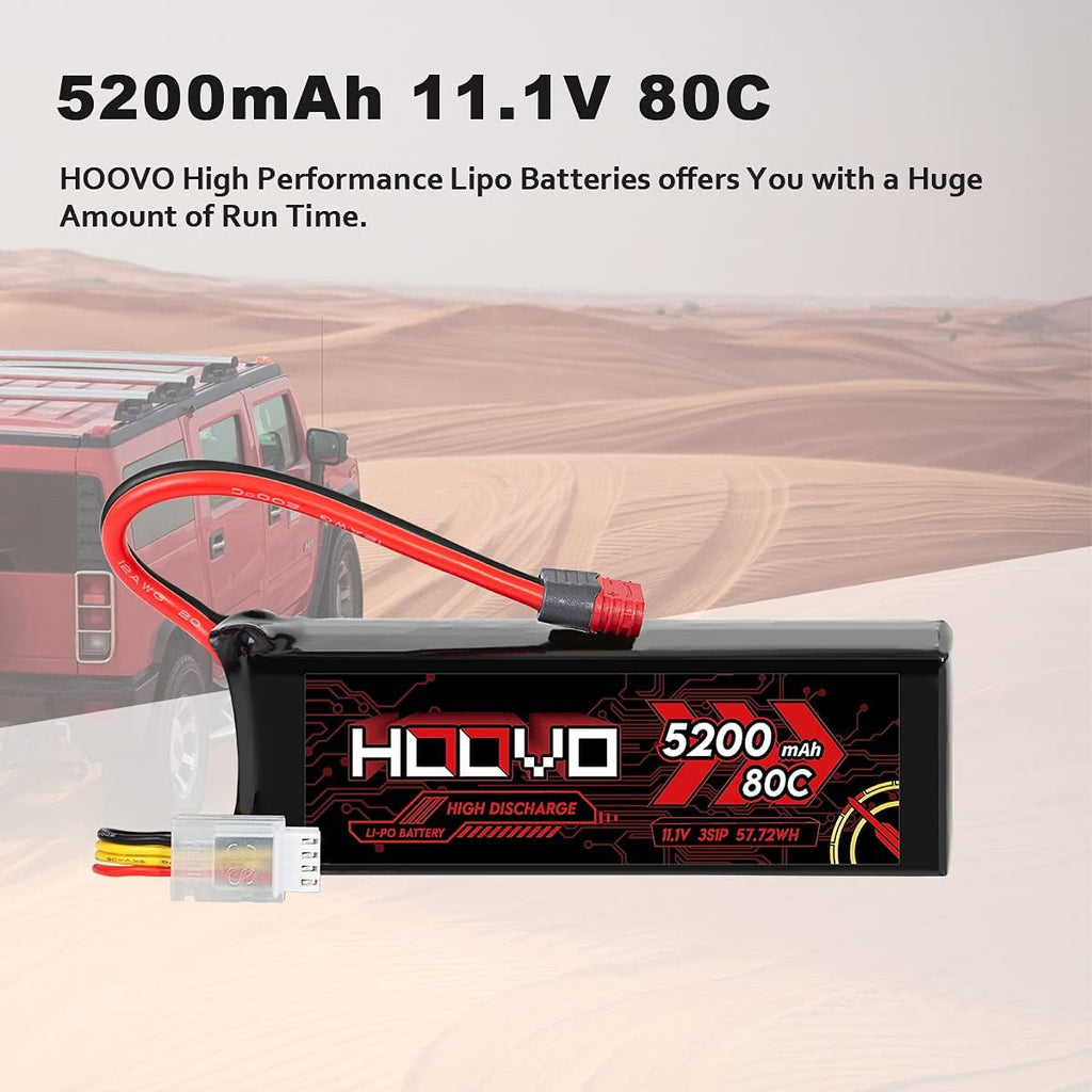 3S 11.1V 80C 5200mAh LiPo Battery with Deans T Plug 2 Packs Q85812