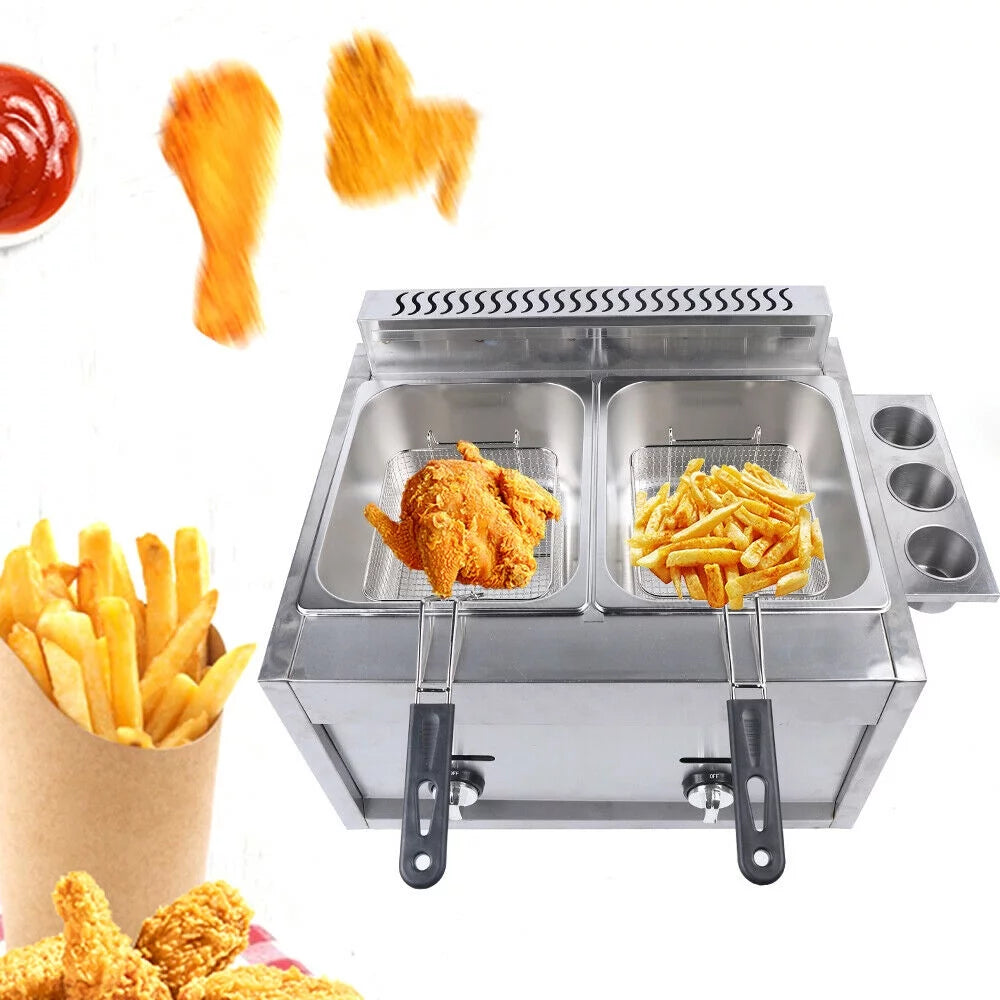2 Burner Propane Gas Deep Fryer Stainless Steel L739
