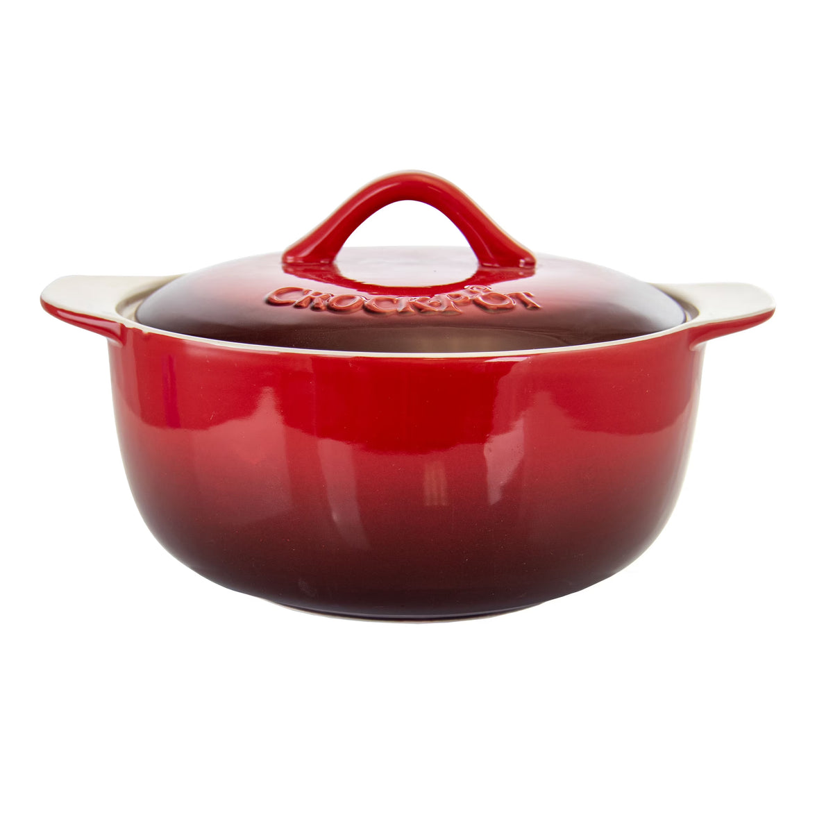 2.3 Quart Round Stoneware Casserole with Lid in Red A388228