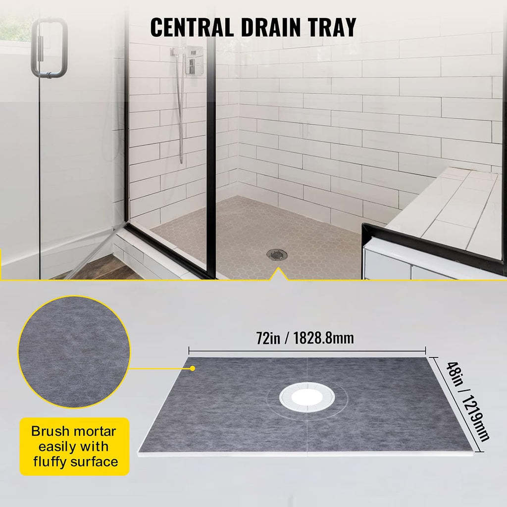 38" x 60" Watertight Shower Curb Overlay with 4" Stainless Steel Grate V573