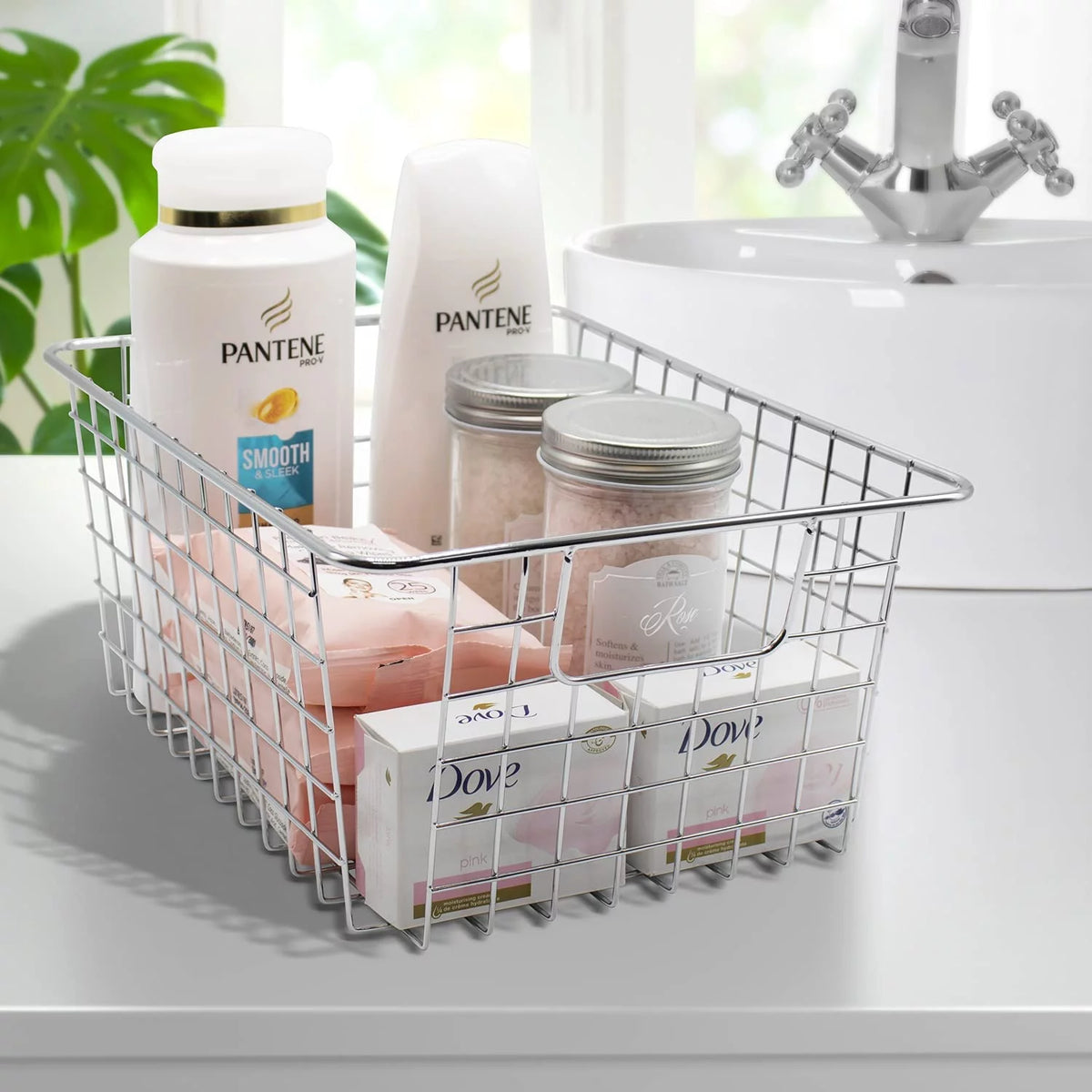 Metal Wire Storage Baskets 4-Pack Silver I953