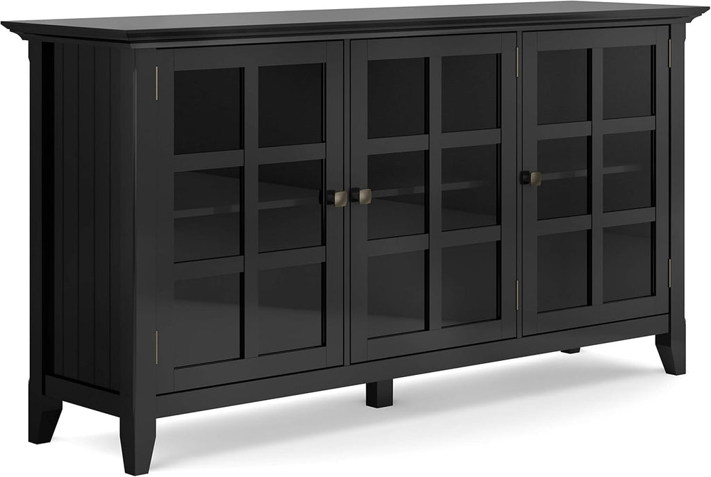 62 inch Wide Rustic Storage Cabinet with 3 Tempered Glass Doors B2977