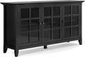 62 inch Wide Rustic Storage Cabinet with 3 Tempered Glass Doors B2977
