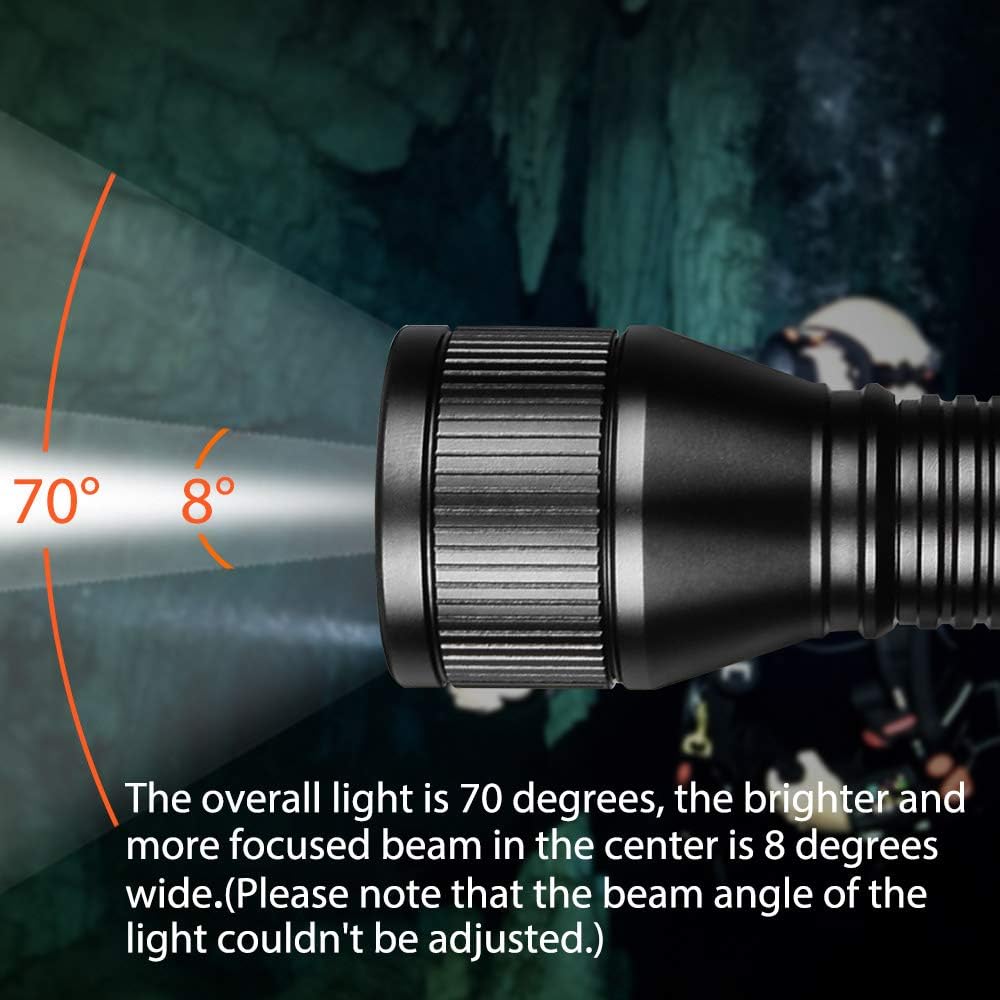 D550 Dive Light 1000 Lumens Scuba Diving Flashlight 3 Modes IP68 Waterproof Underwater Torch I6736