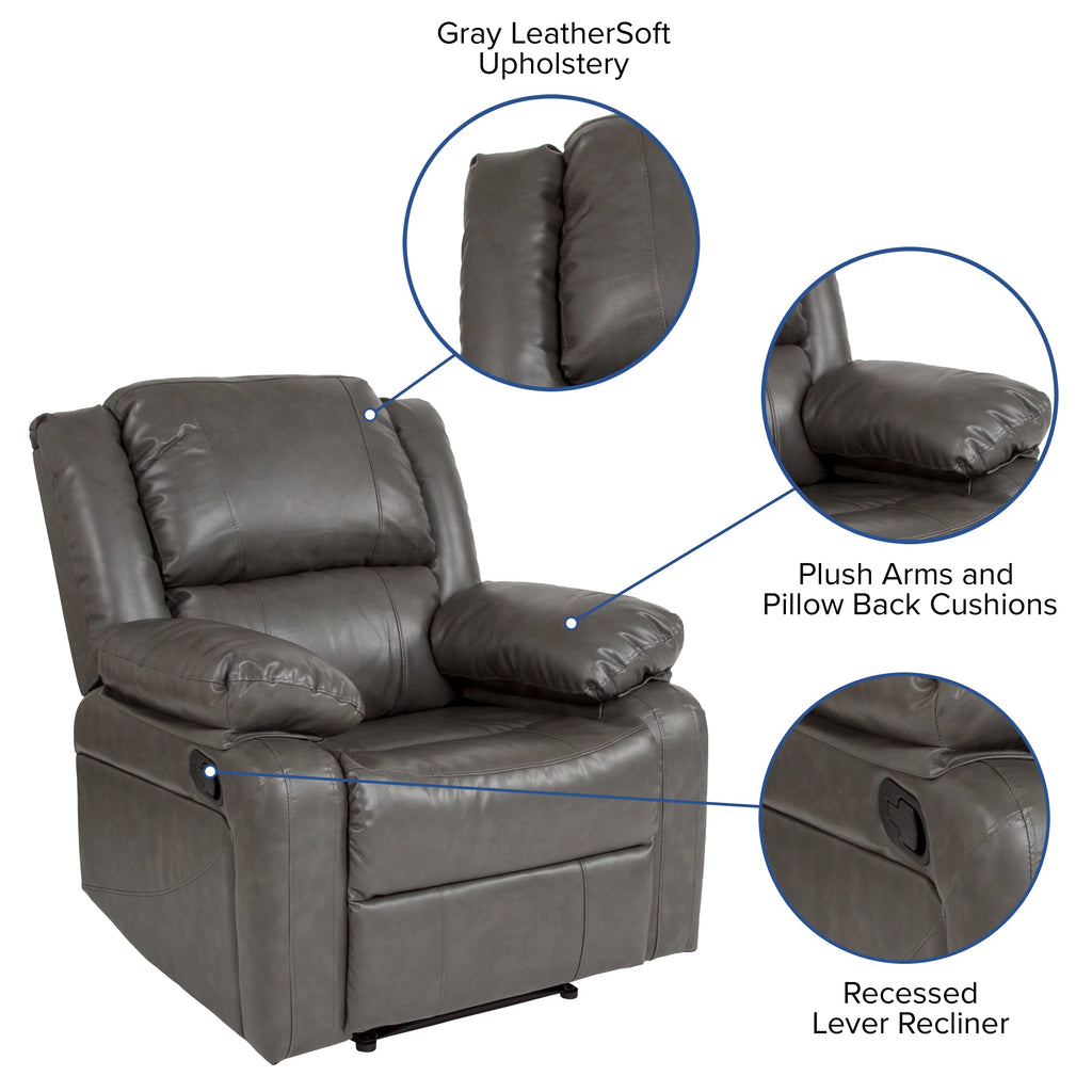 Gray LeatherSoft Recliner D828